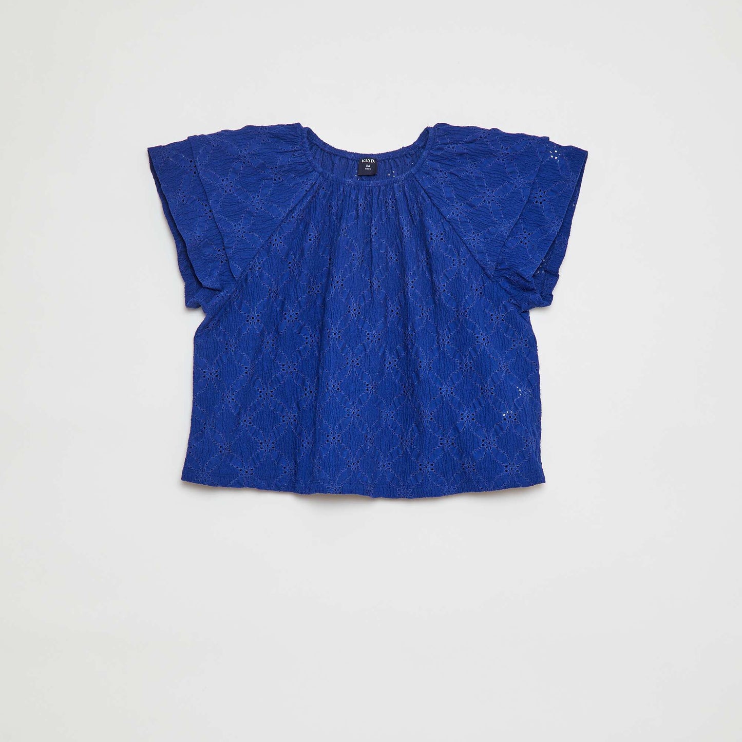 Openwork top with ruffled sleeves BLUE