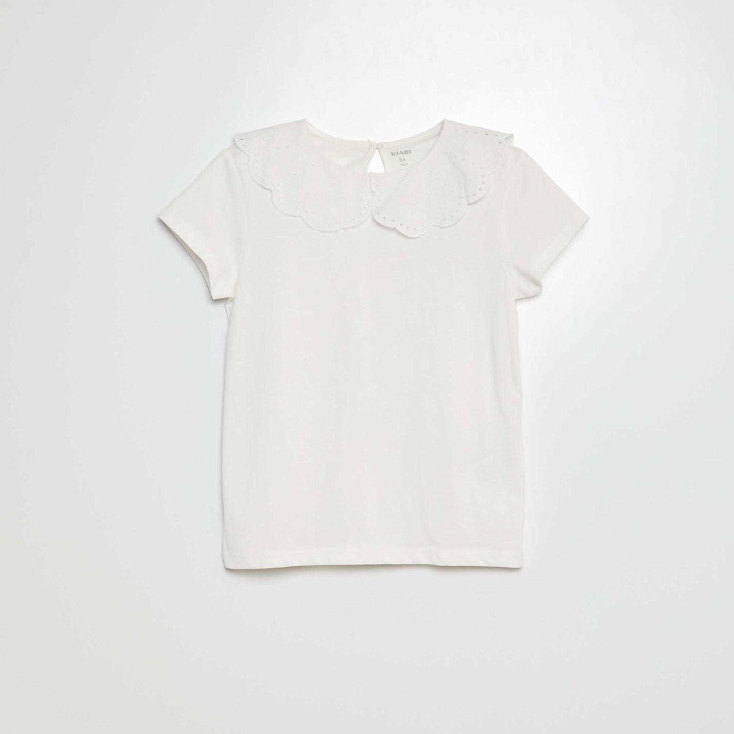 Broderie anglaise short-sleeved T-shirt WHITE