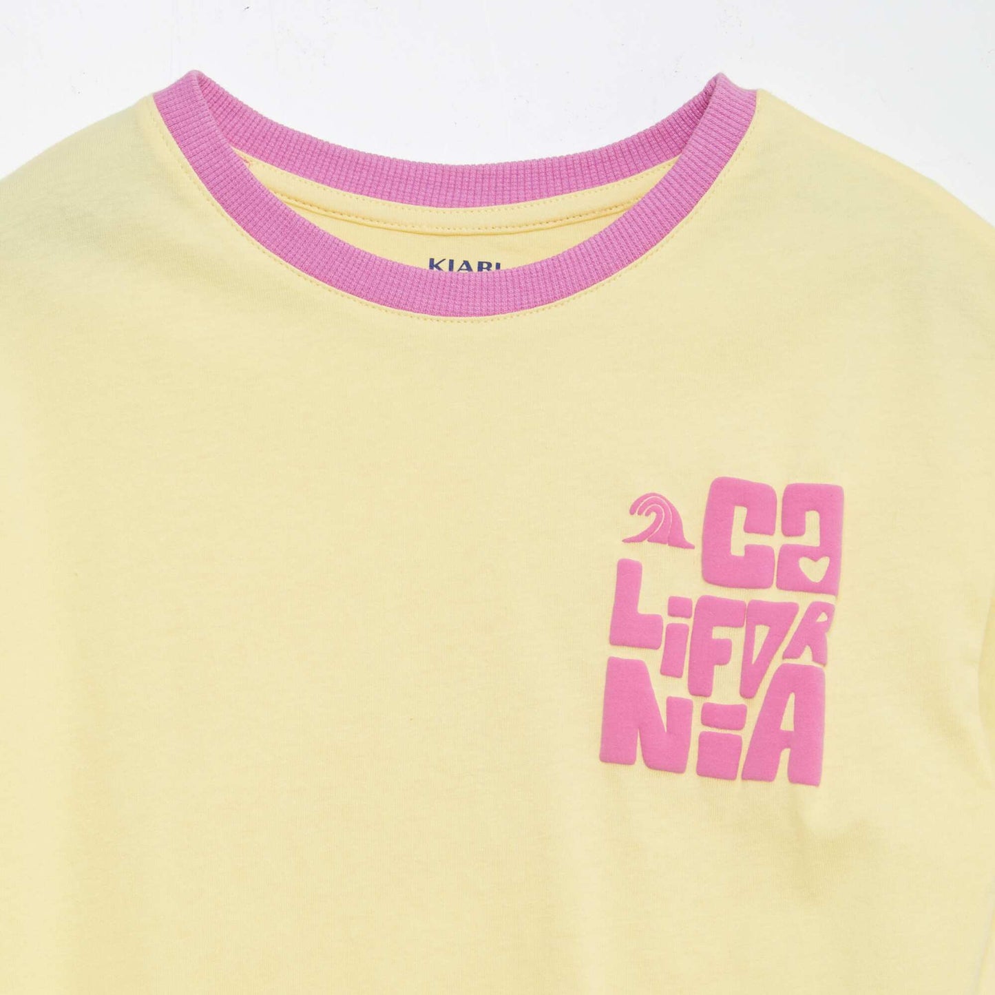 Short-sleeved printed T-shirt with round neckline YELLOW