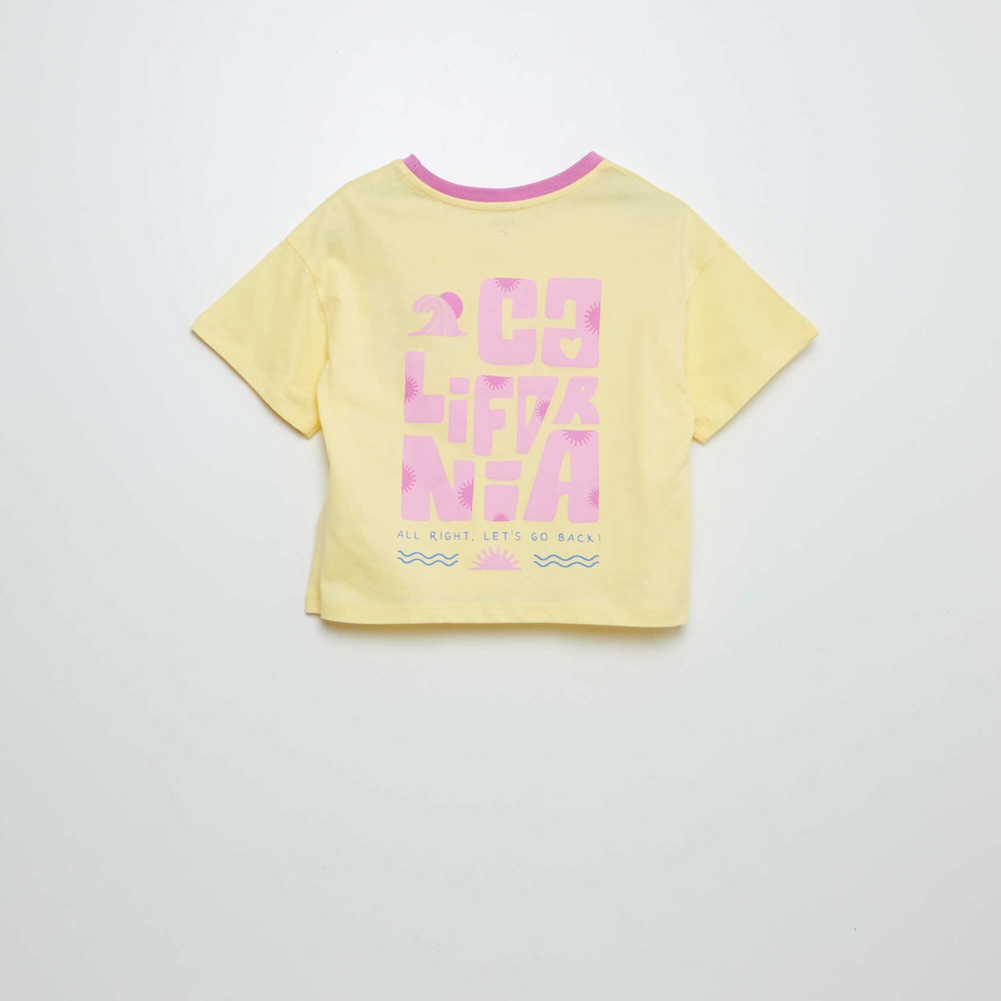 Short-sleeved printed T-shirt with round neckline YELLOW