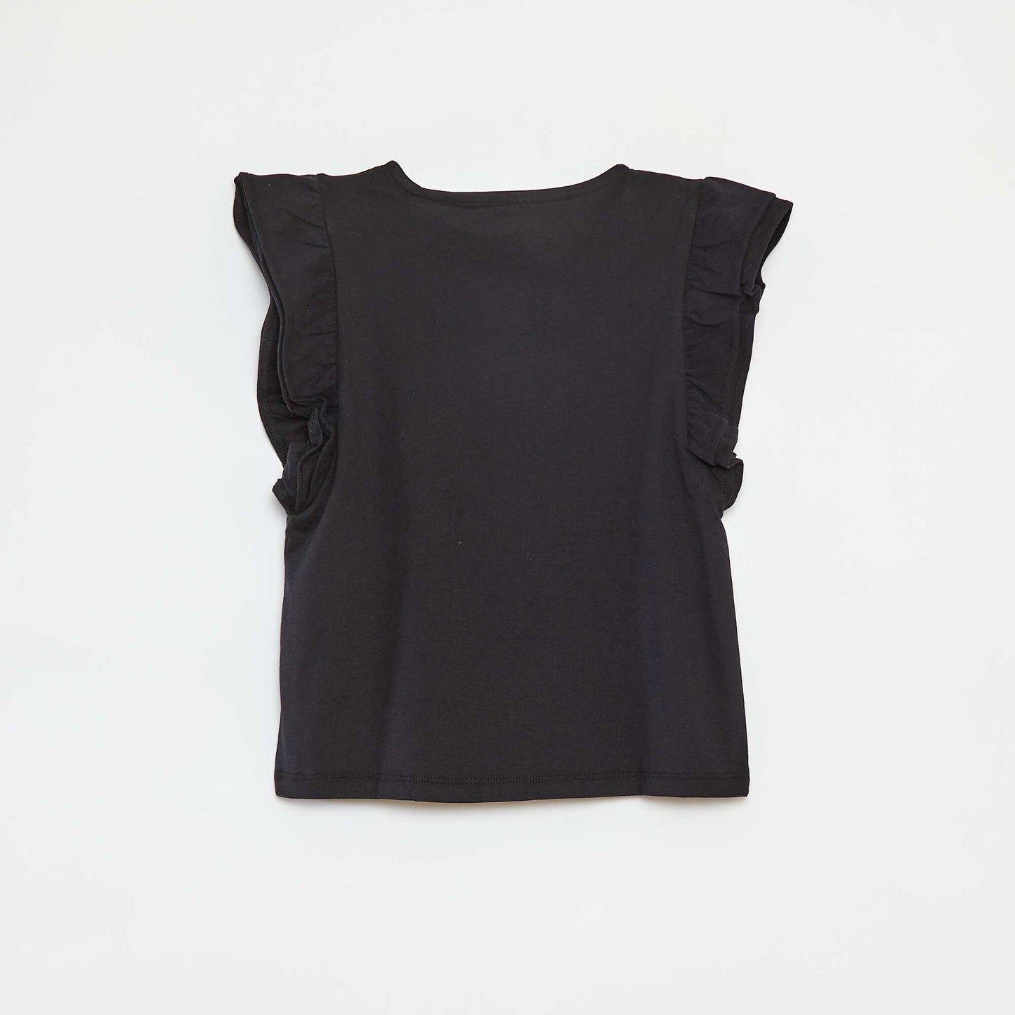 T-shirt with short ruffled sleeves BLACK