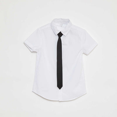 Short-sleeved shirt with tie WHITE