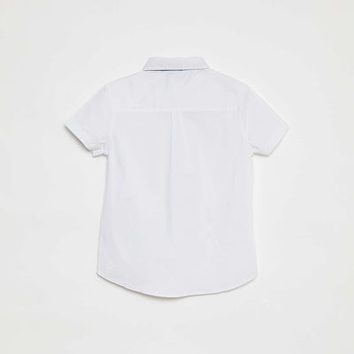 Short-sleeved shirt with tie WHITE