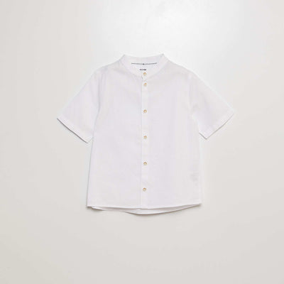 Shirt with mandarin collar and short sleeves WHITE