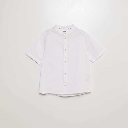 Shirt with mandarin collar and short sleeves WHITE