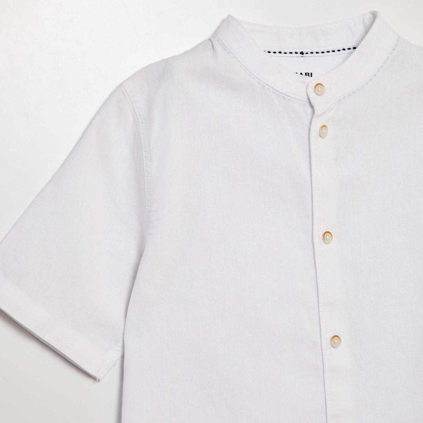 Shirt with mandarin collar and short sleeves WHITE