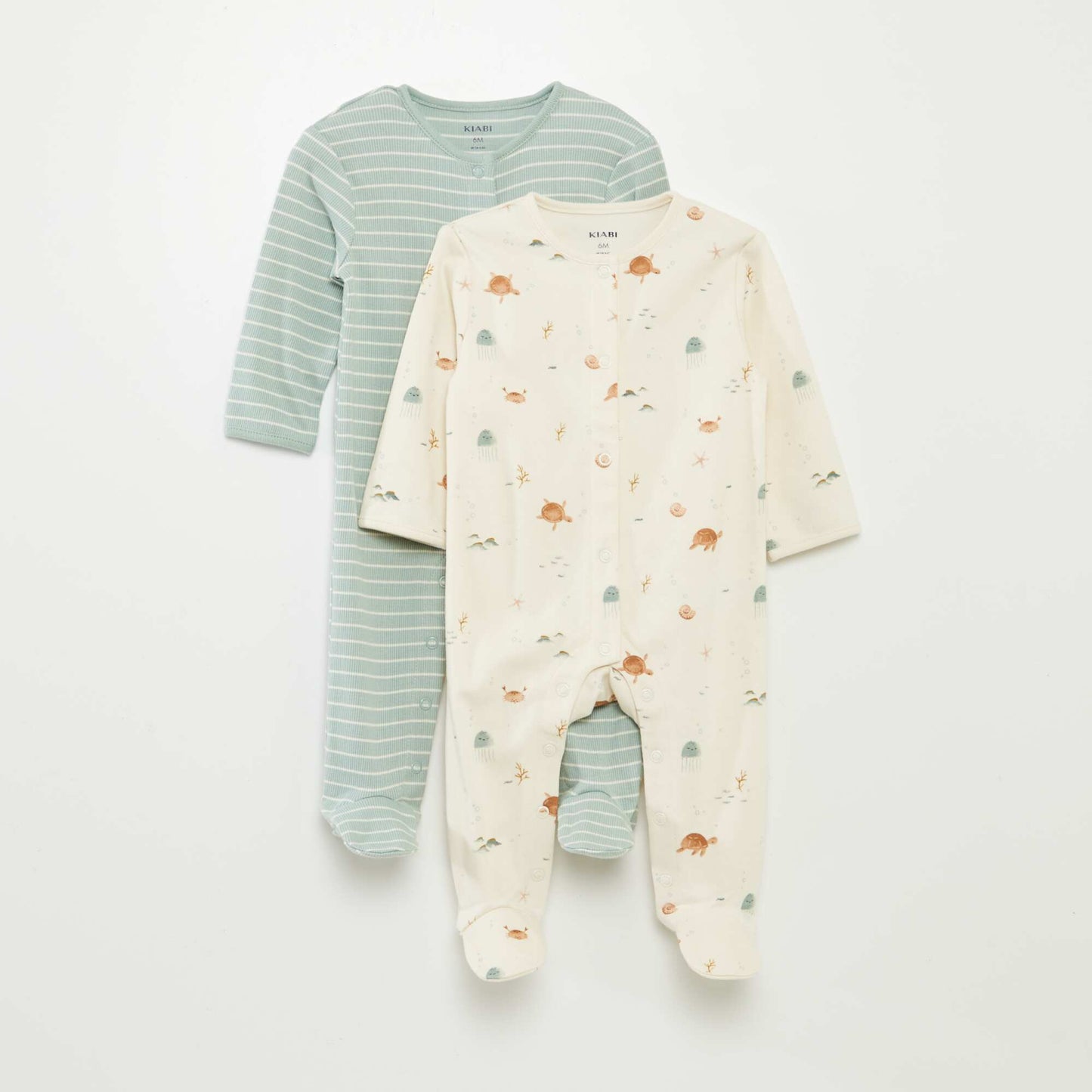 Pack of 2 sleepsuits with feet. GREEN