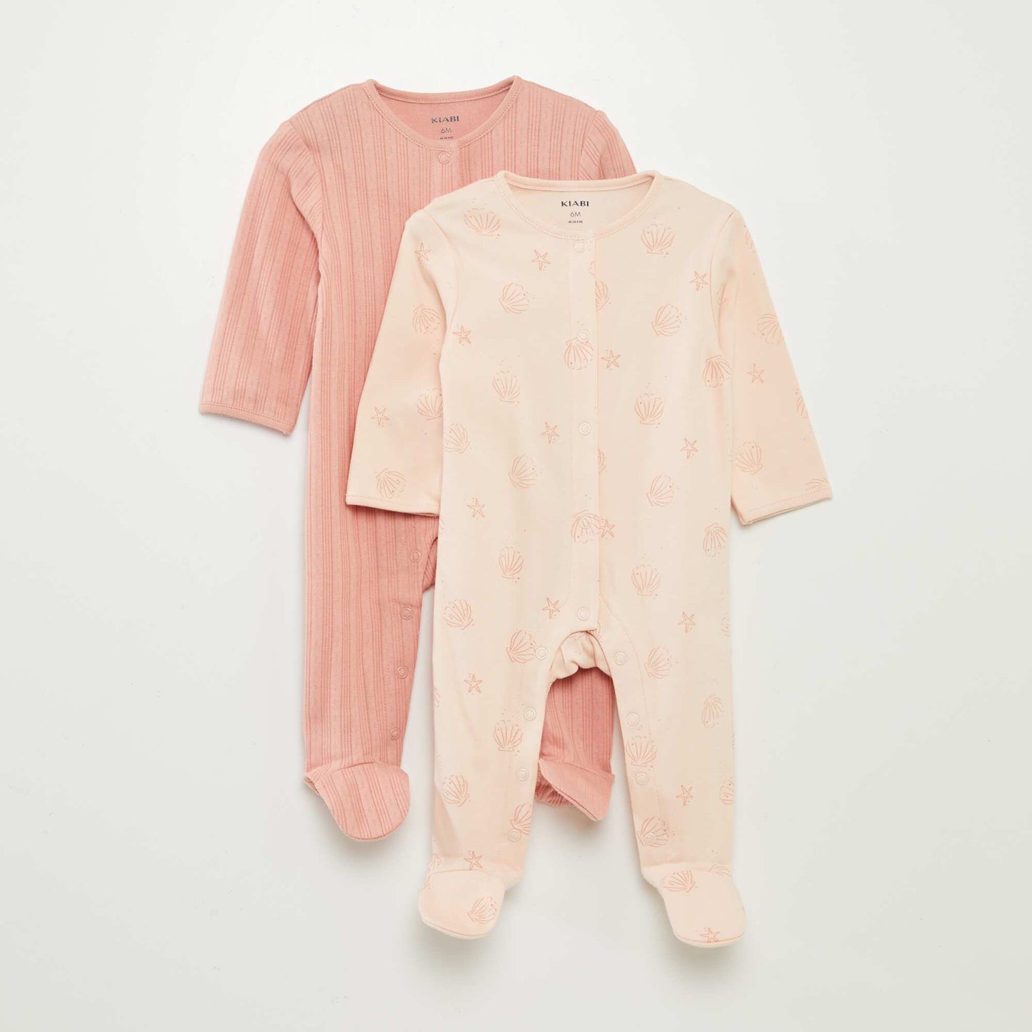 Pack of 2 sleepsuits with feet. PINK