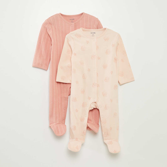 Pack of 2 sleepsuits with feet. PINK