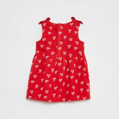 Sleeveless cotton voile dress RED