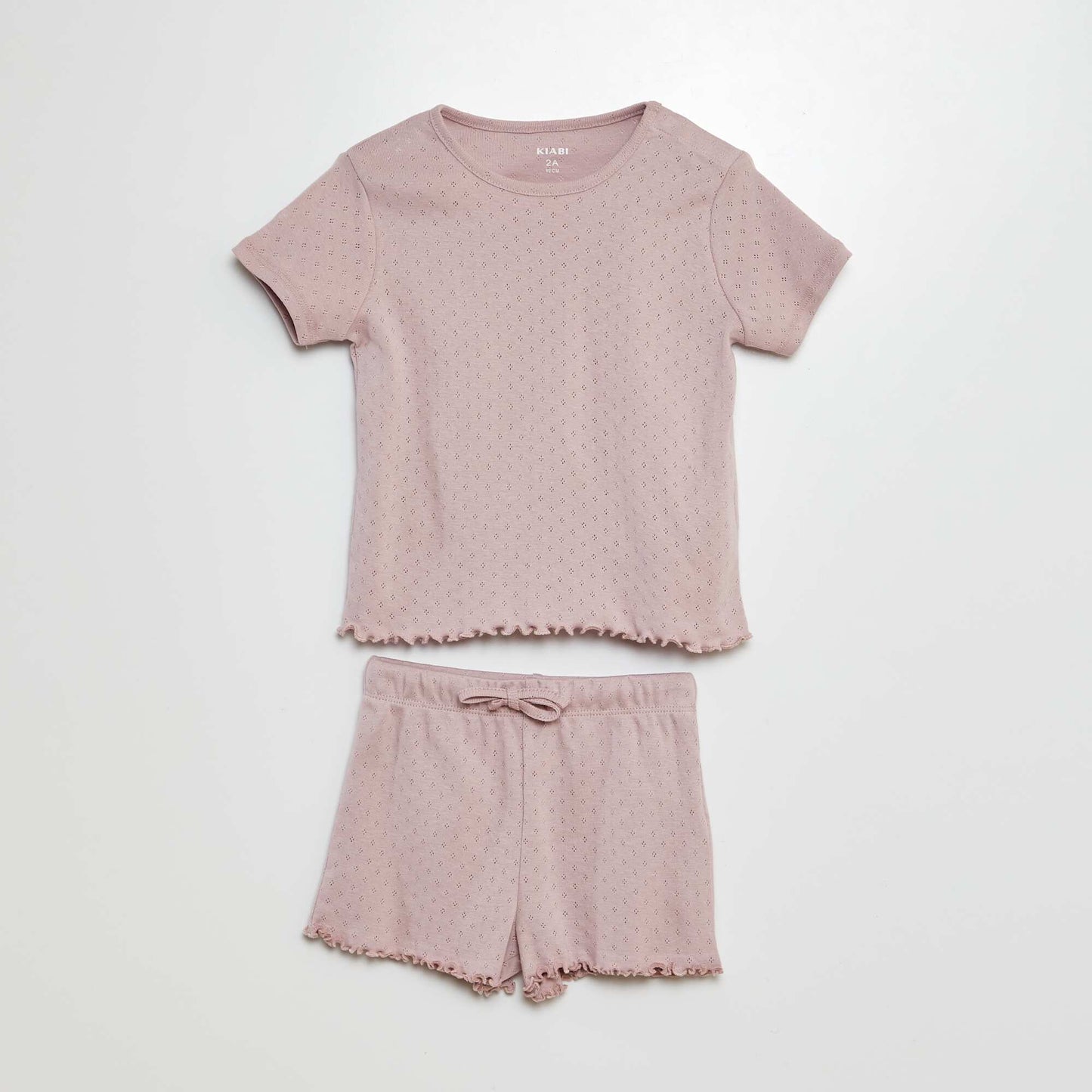 Pointelle T-shirt + shorts pyjamas - 2-piece set PURPLE