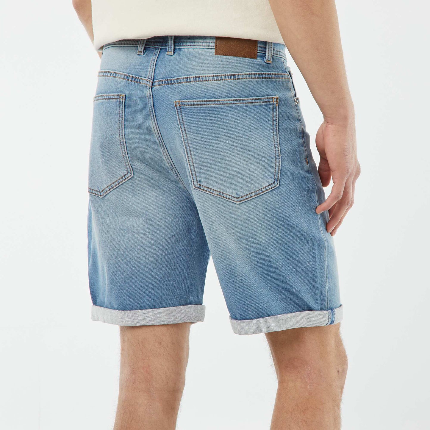 Slim-fit denim Bermuda shorts BLUE