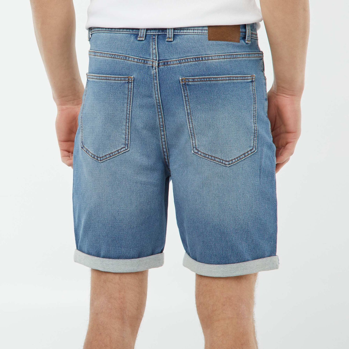 Slim-fit denim Bermuda shorts BLUE