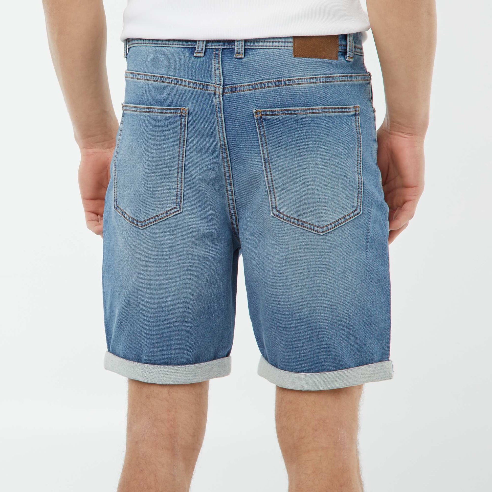 Slim-fit denim Bermuda shorts BLUE