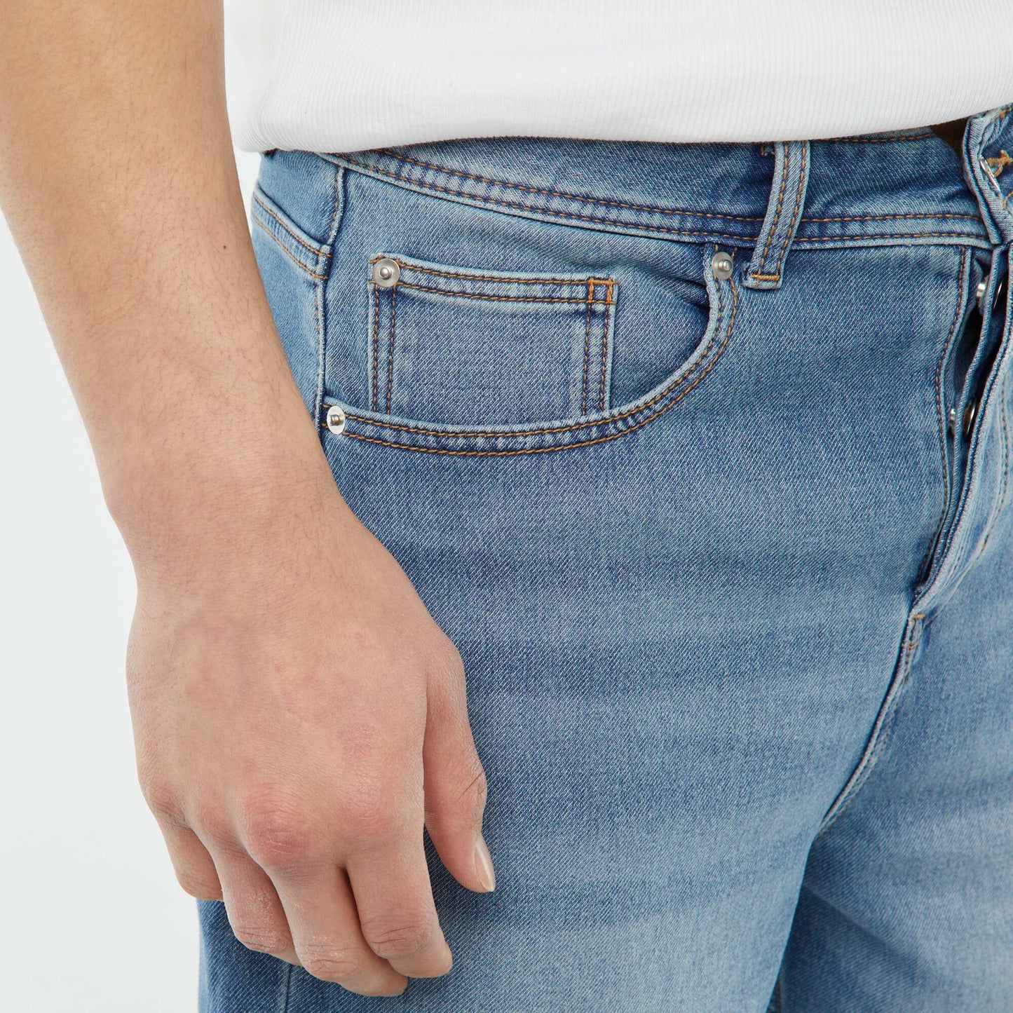 Slim-fit denim Bermuda shorts BLUE