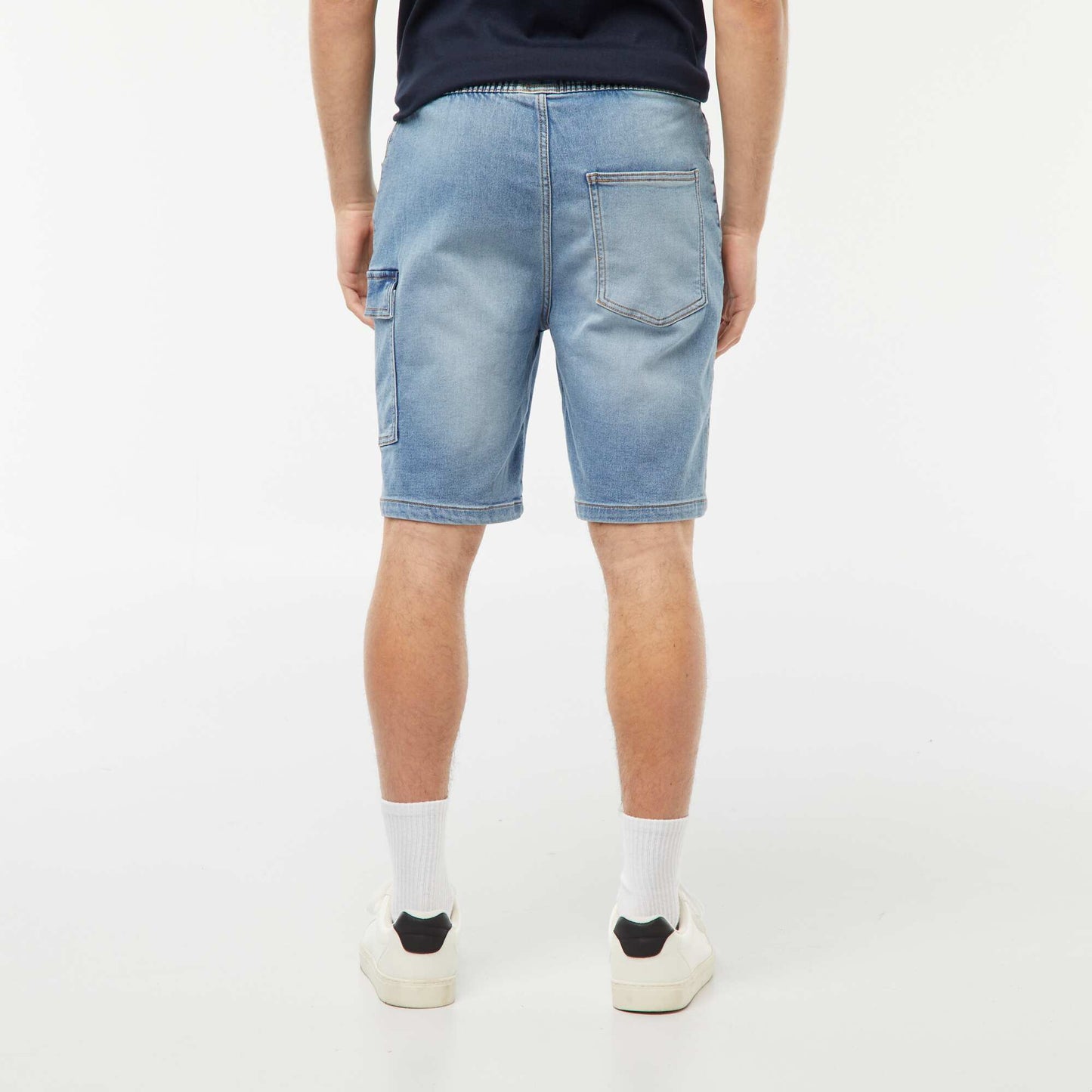 Multi-pocket denim Bermuda shorts BLUE