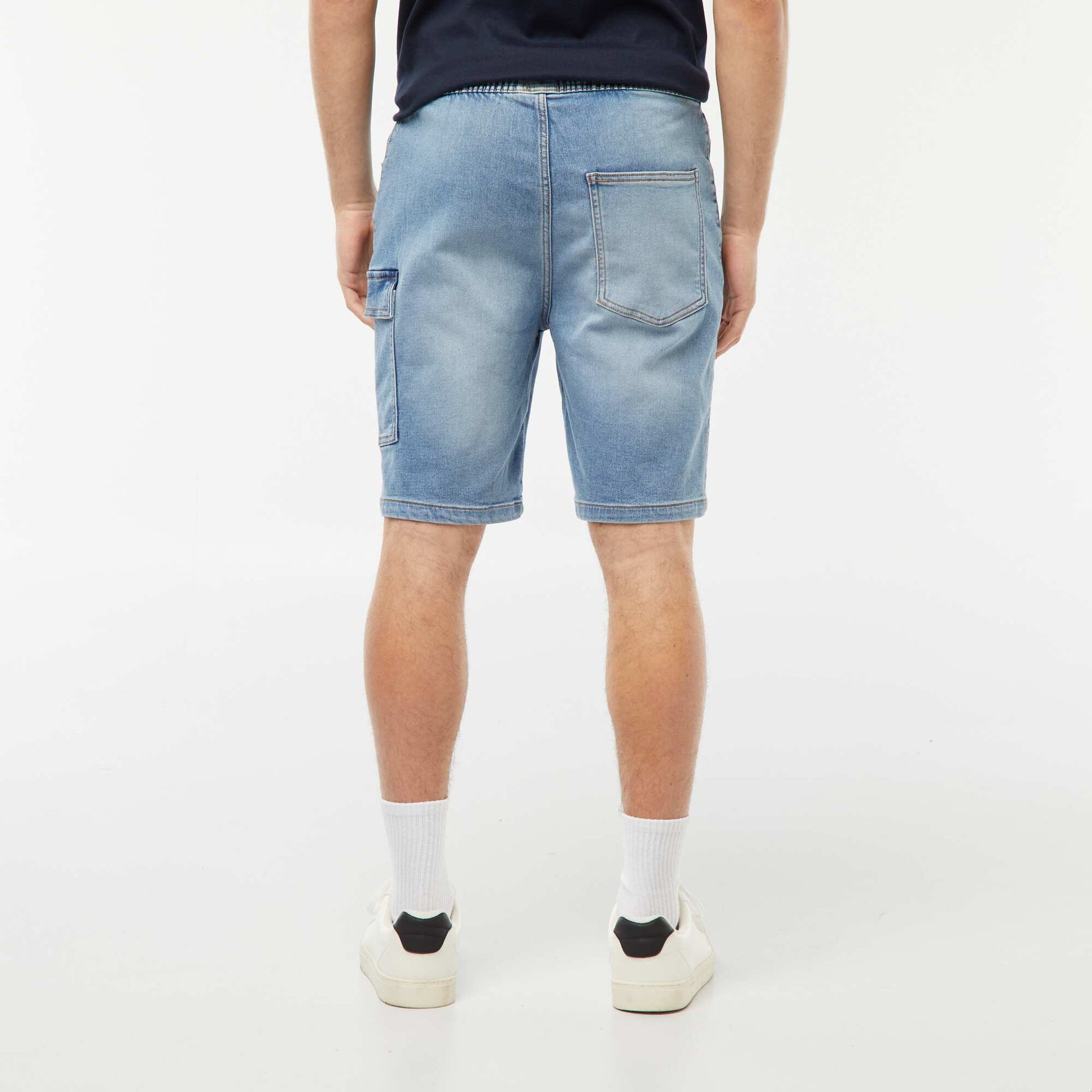 Multi-pocket denim Bermuda shorts BLUE