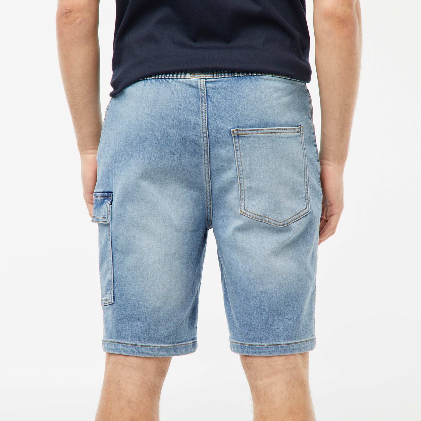 Multi-pocket denim Bermuda shorts BLUE