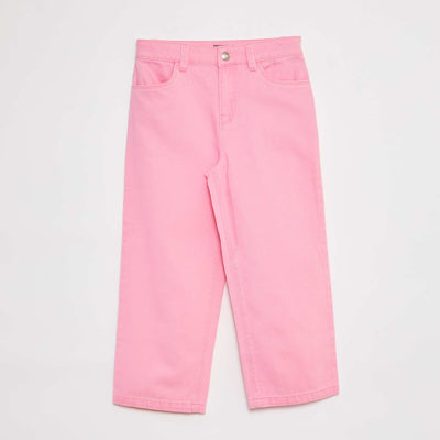 Cropped denim trousers PINK