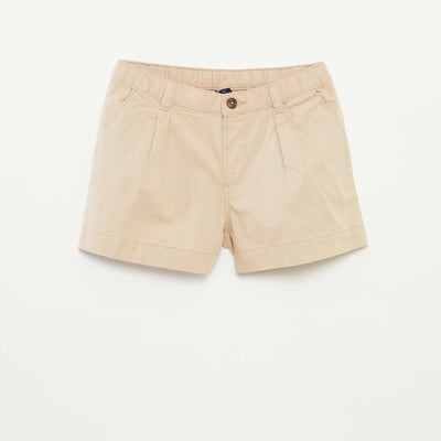 Plain shorts with adjustable waist BEIGE