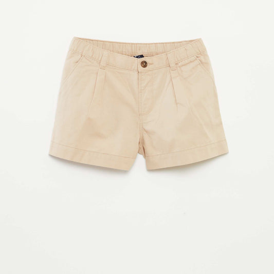 Plain shorts with adjustable waist BEIGE