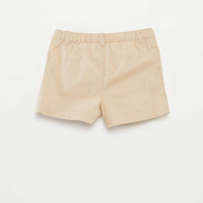 Plain shorts with adjustable waist BEIGE