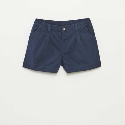 Plain shorts with adjustable waist BLUE