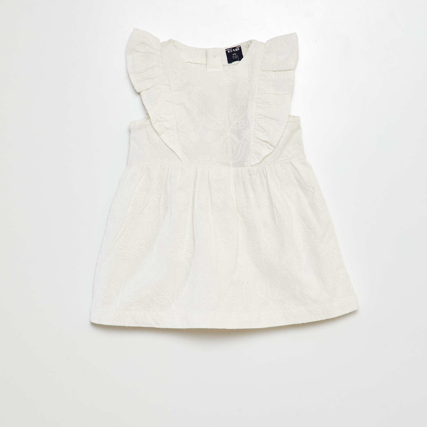 Ruffled cotton voile dress WHITE