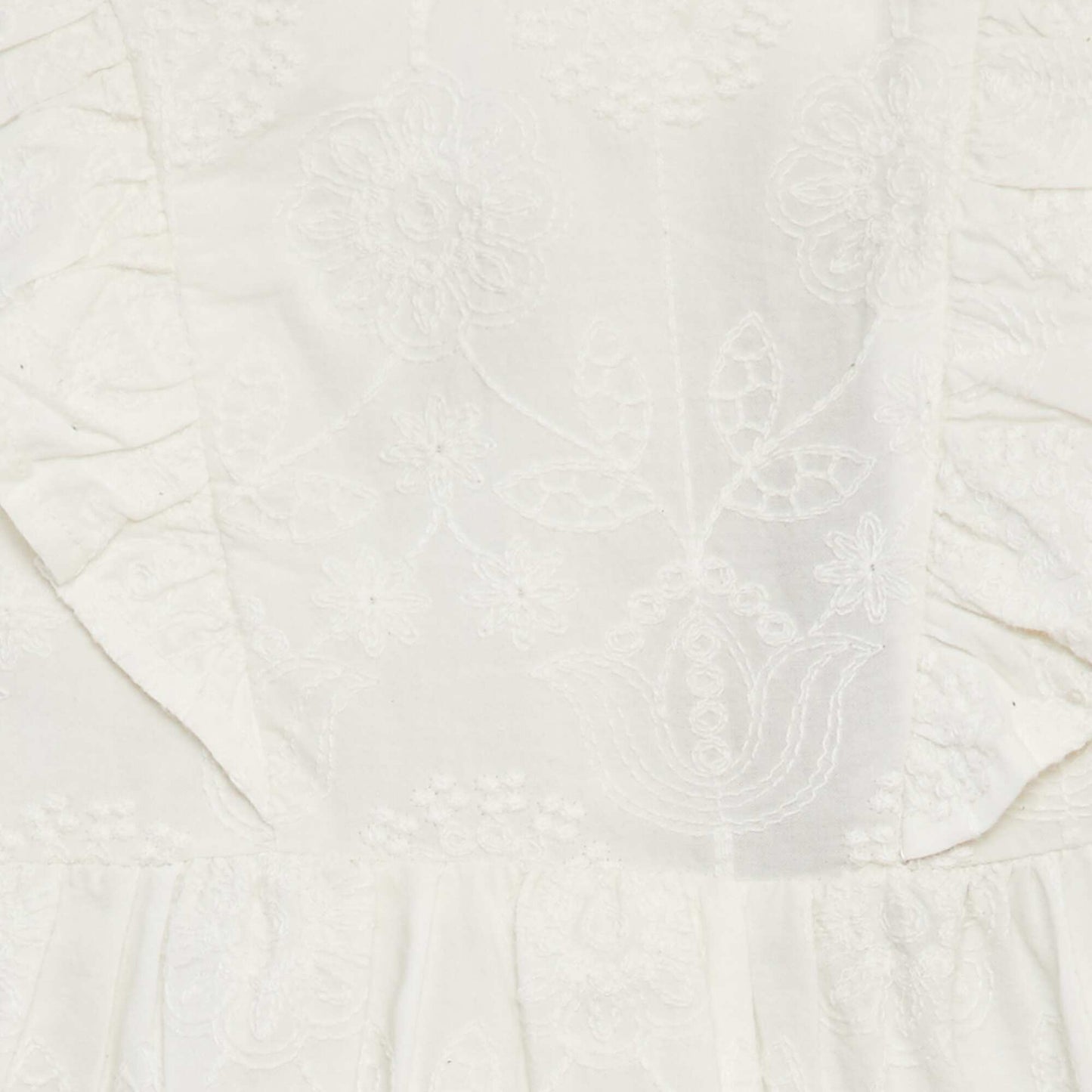 Ruffled cotton voile dress WHITE