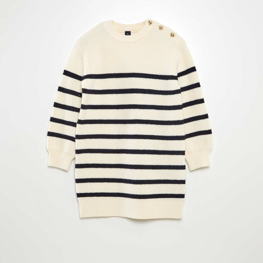 Breton sweater dress WHITE