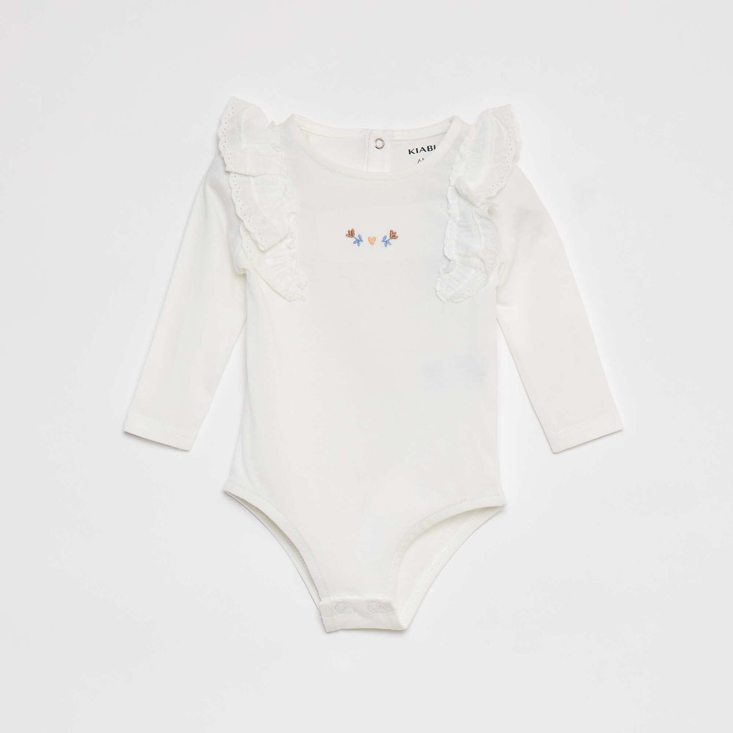 Embroidered cotton bodysuit WHITE