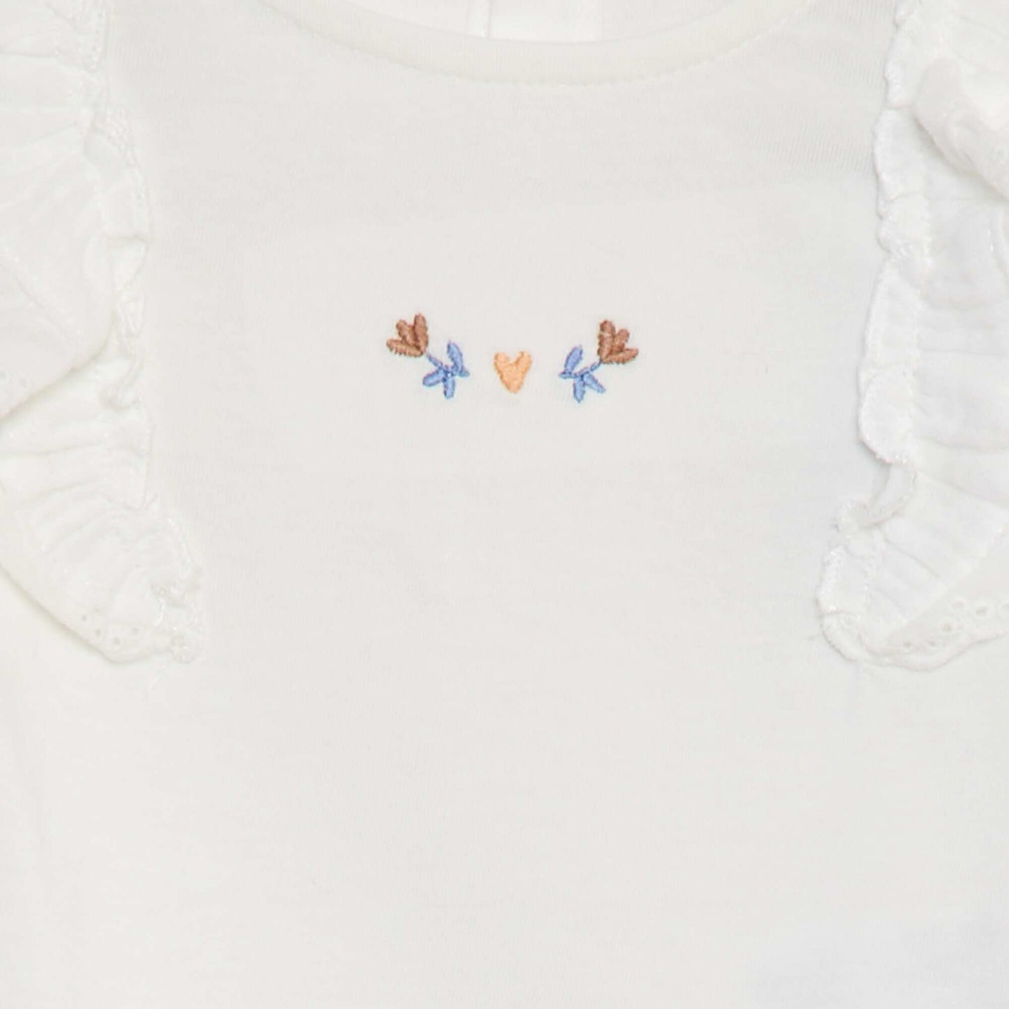 Embroidered cotton bodysuit WHITE