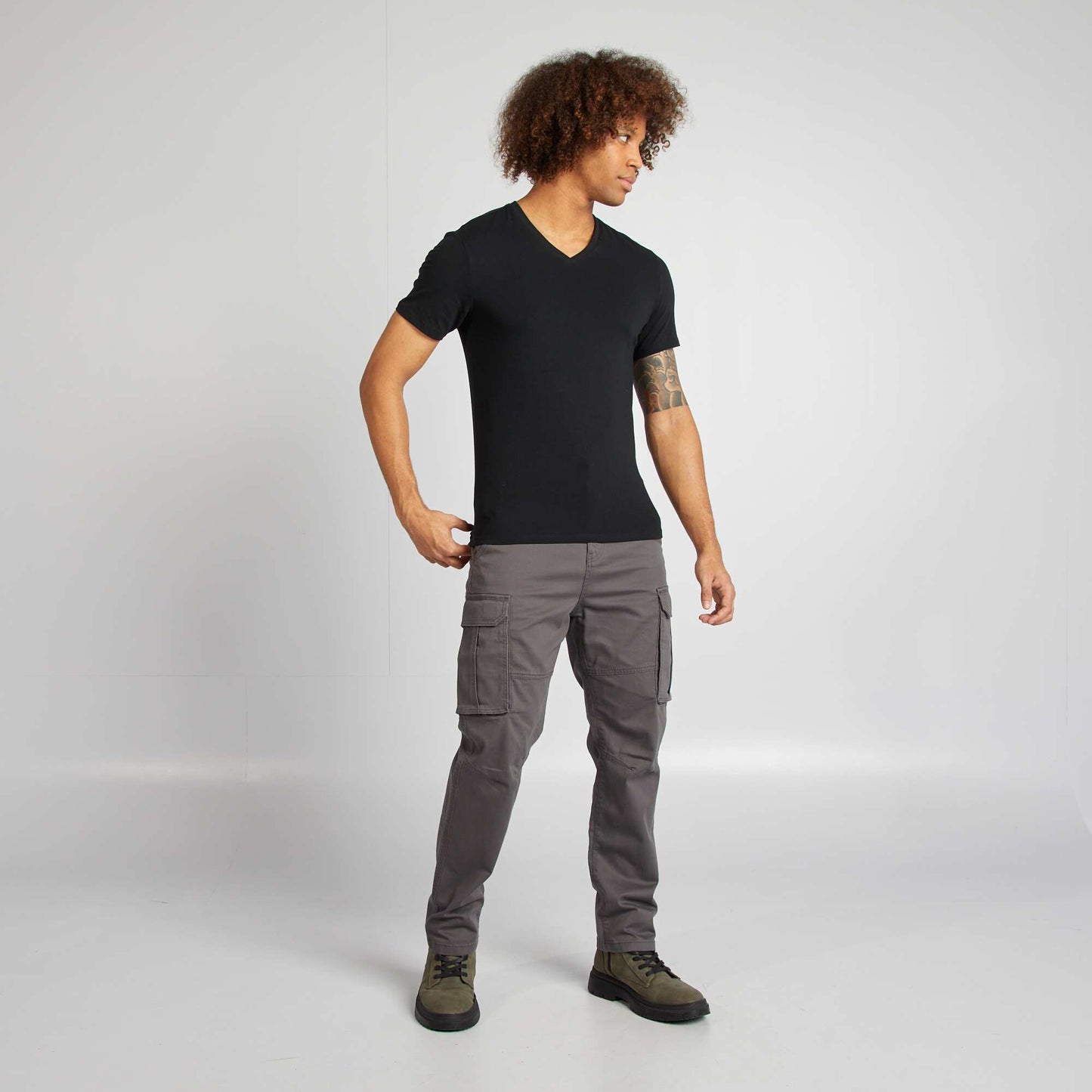 Stretch regular T-shirt BLACK