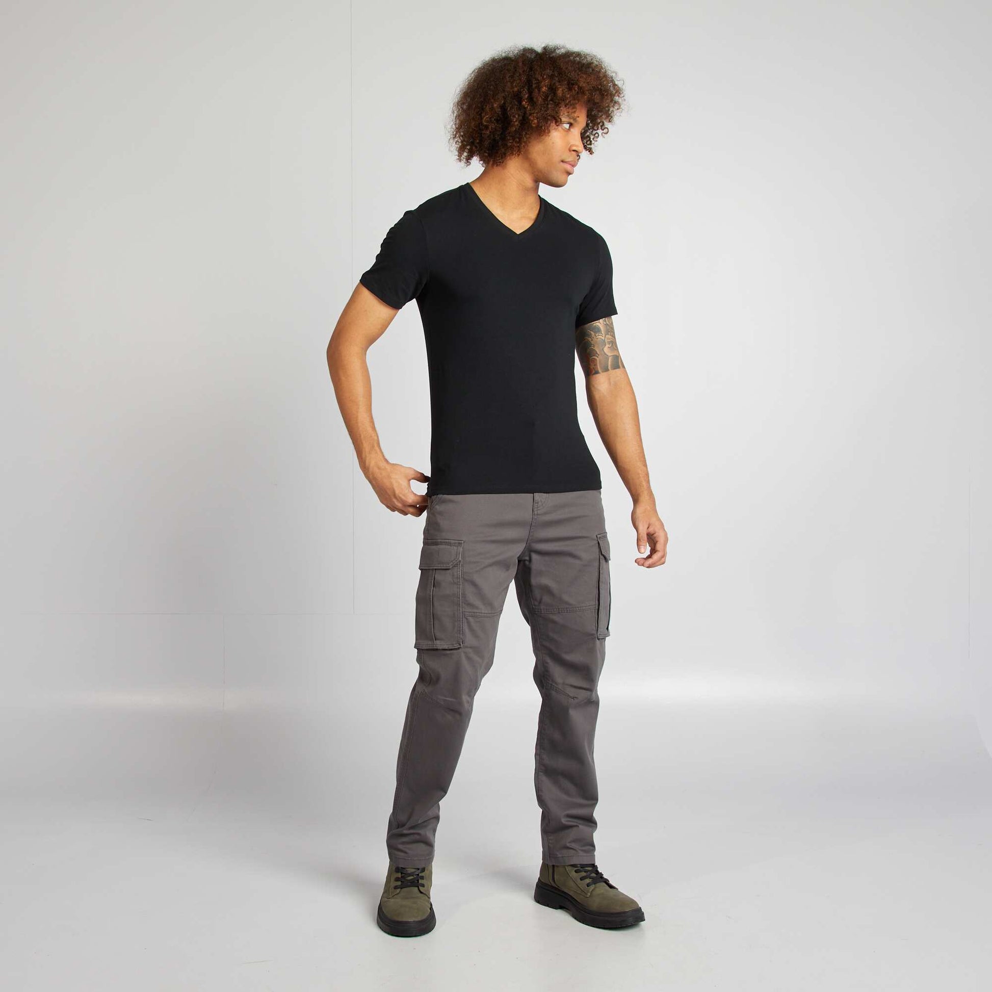 Stretch regular T-shirt BLACK