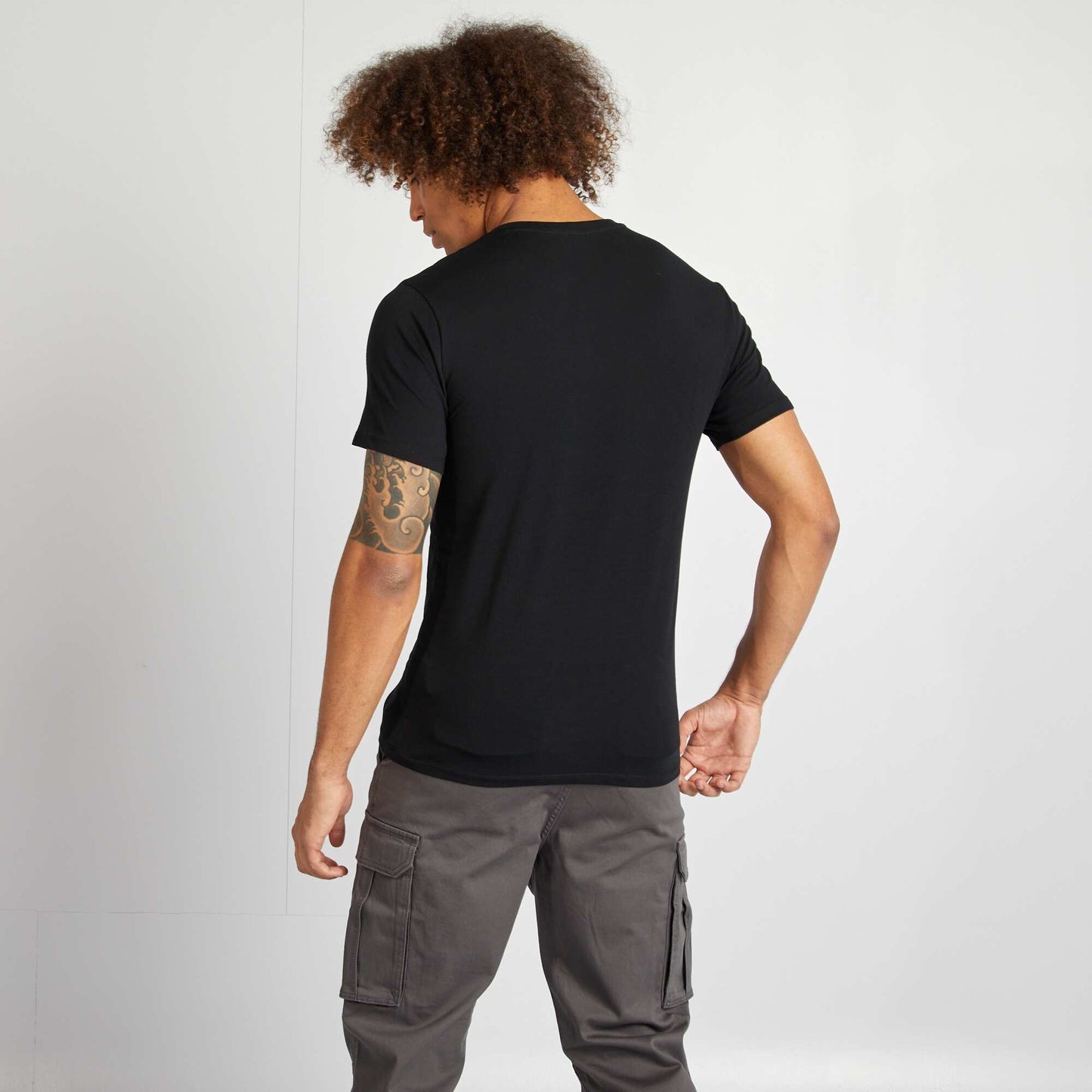 Stretch regular T-shirt BLACK