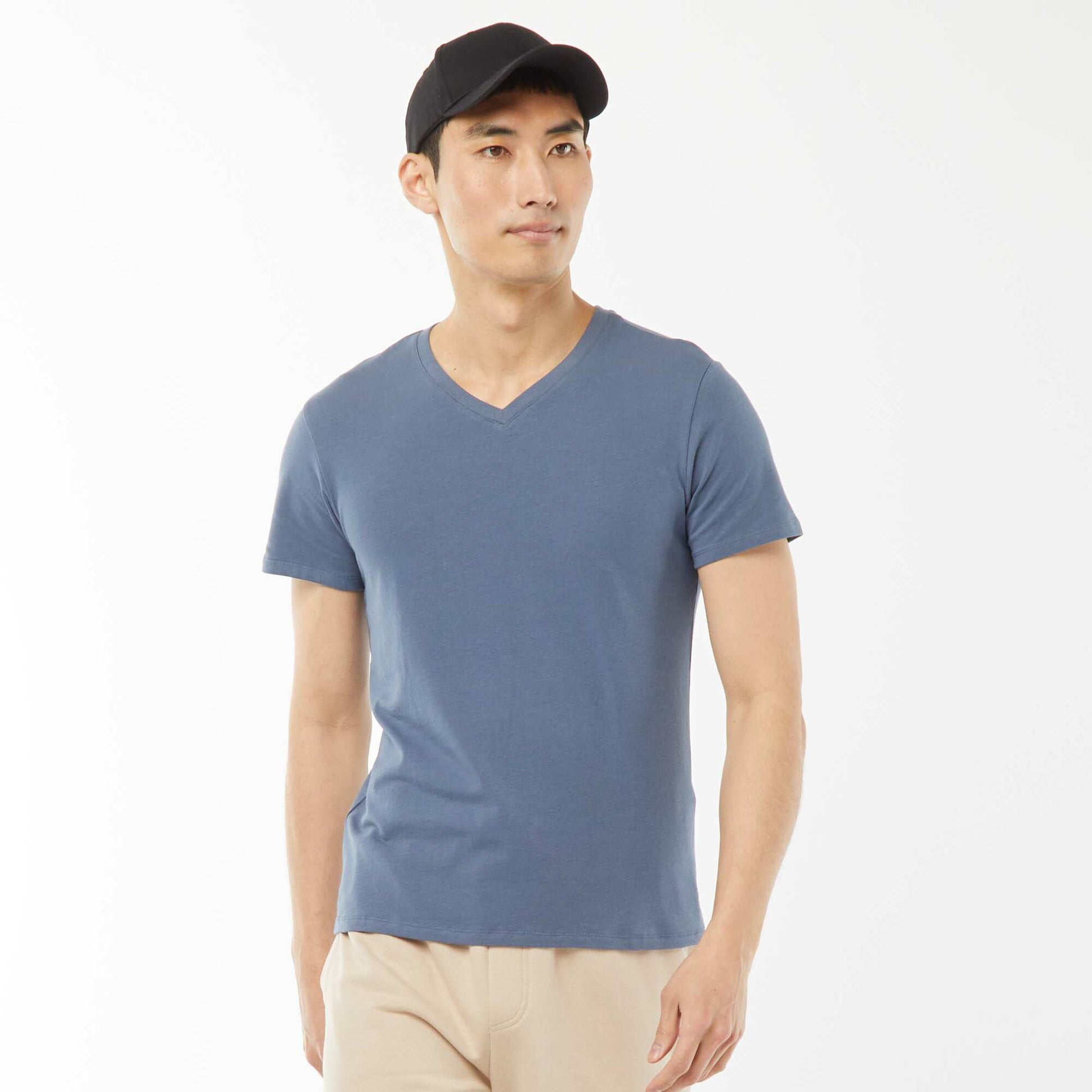 Stretch regular T-shirt BLUE