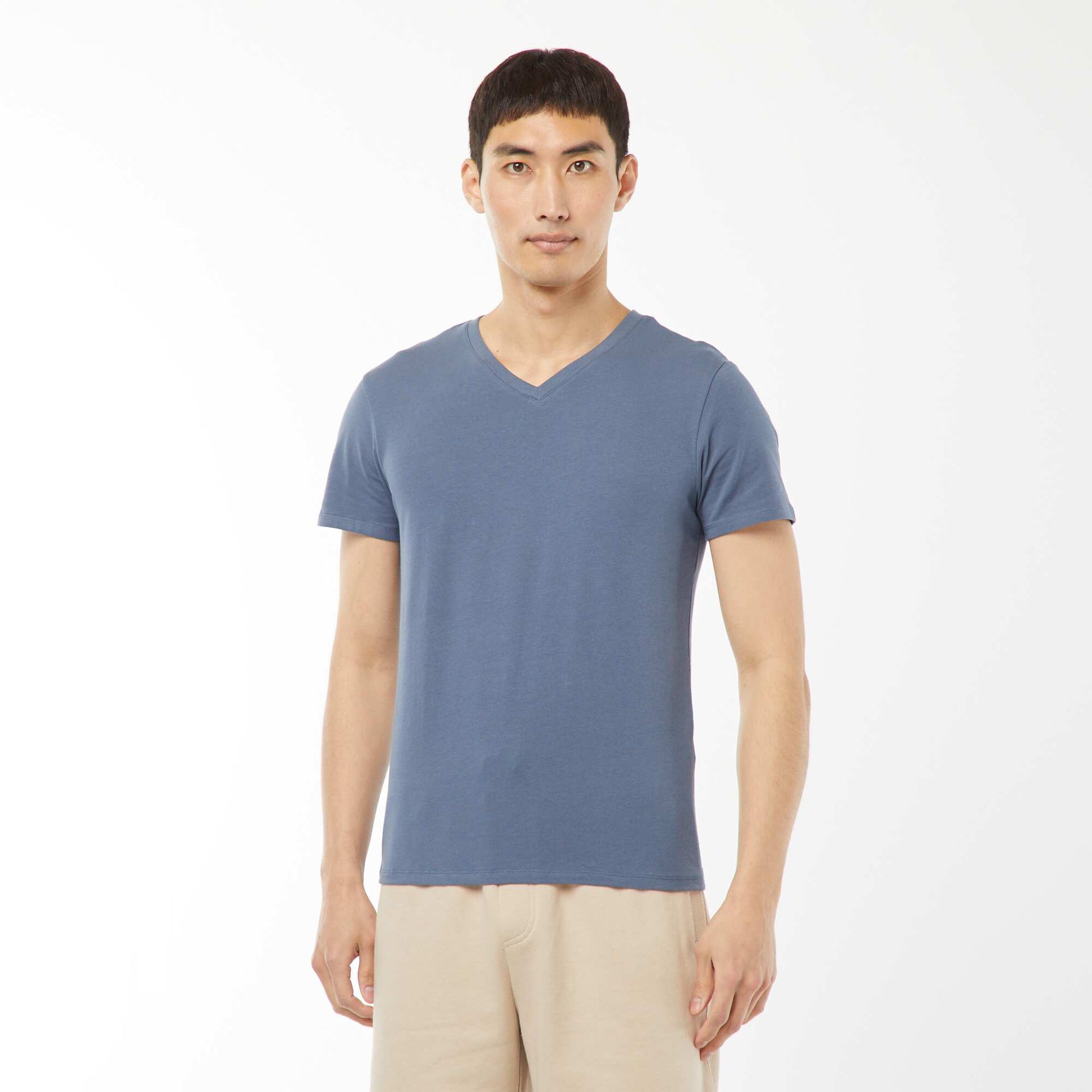 Stretch regular T-shirt BLUE