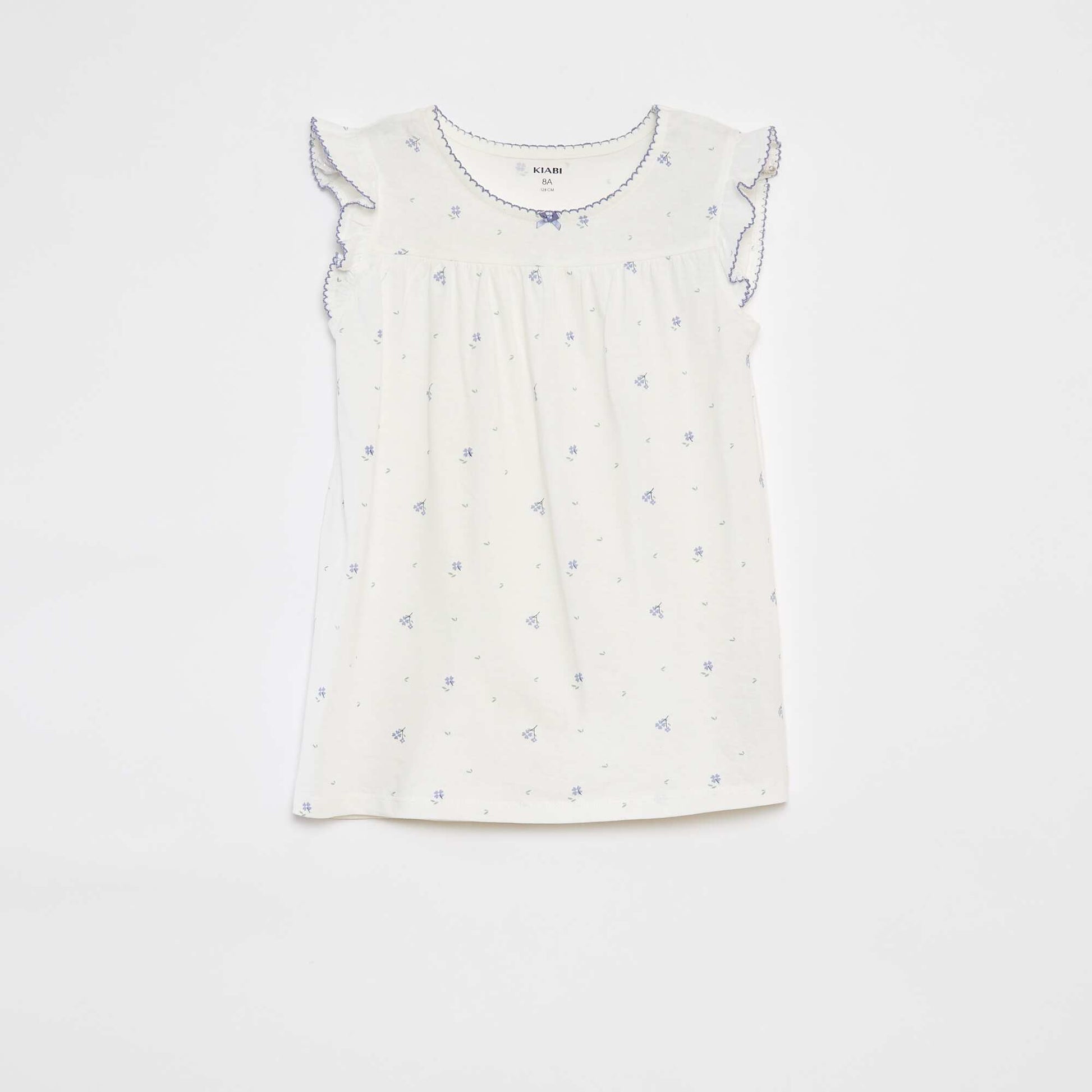 Ruffled T-shirt + shorts pyjama set - 2-piece set WHITE
