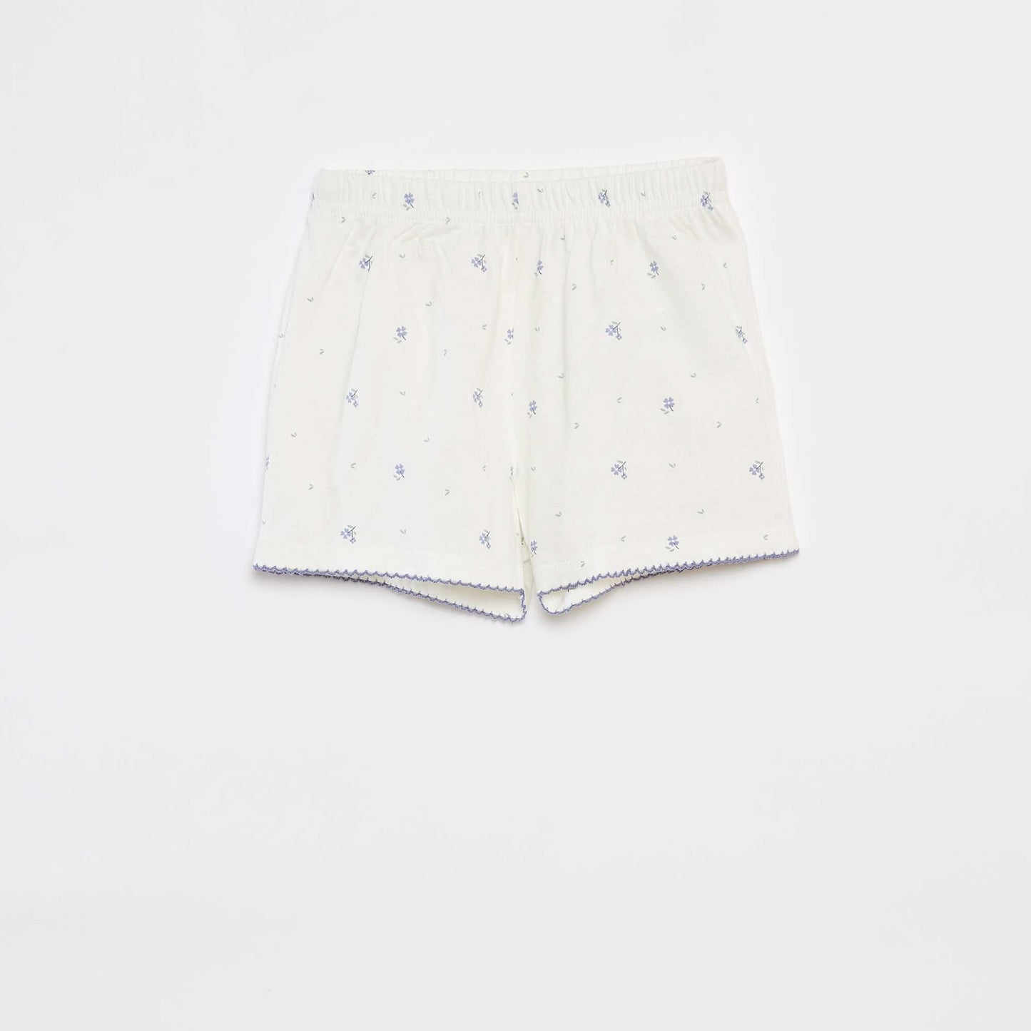 Ruffled T-shirt + shorts pyjama set - 2-piece set WHITE