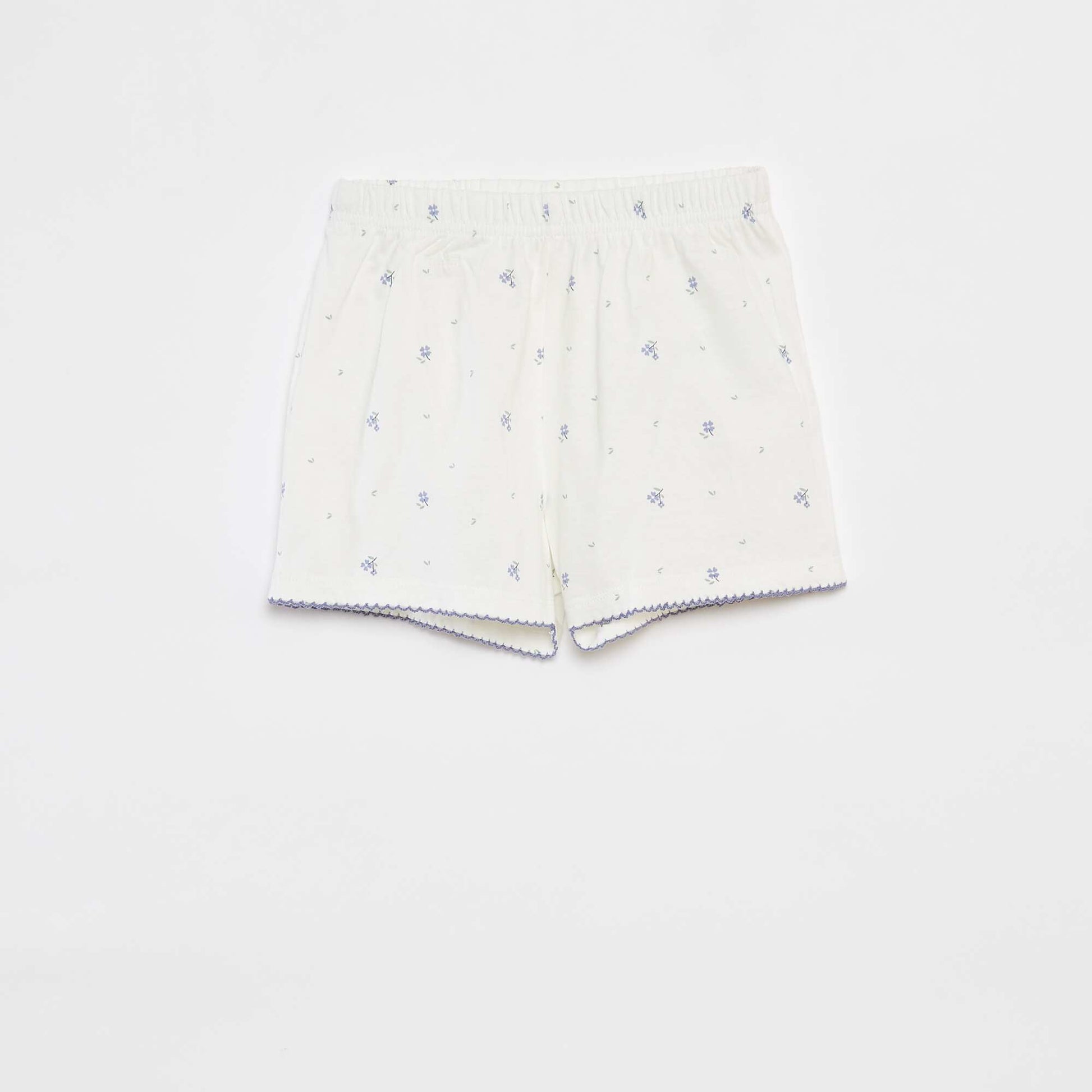 Ruffled T-shirt + shorts pyjama set - 2-piece set WHITE