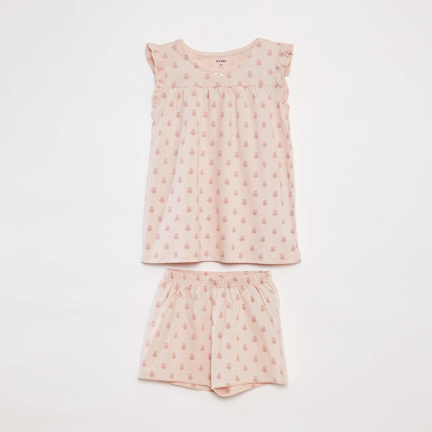 Ruffled T-shirt + shorts pyjama set - 2-piece set PINK