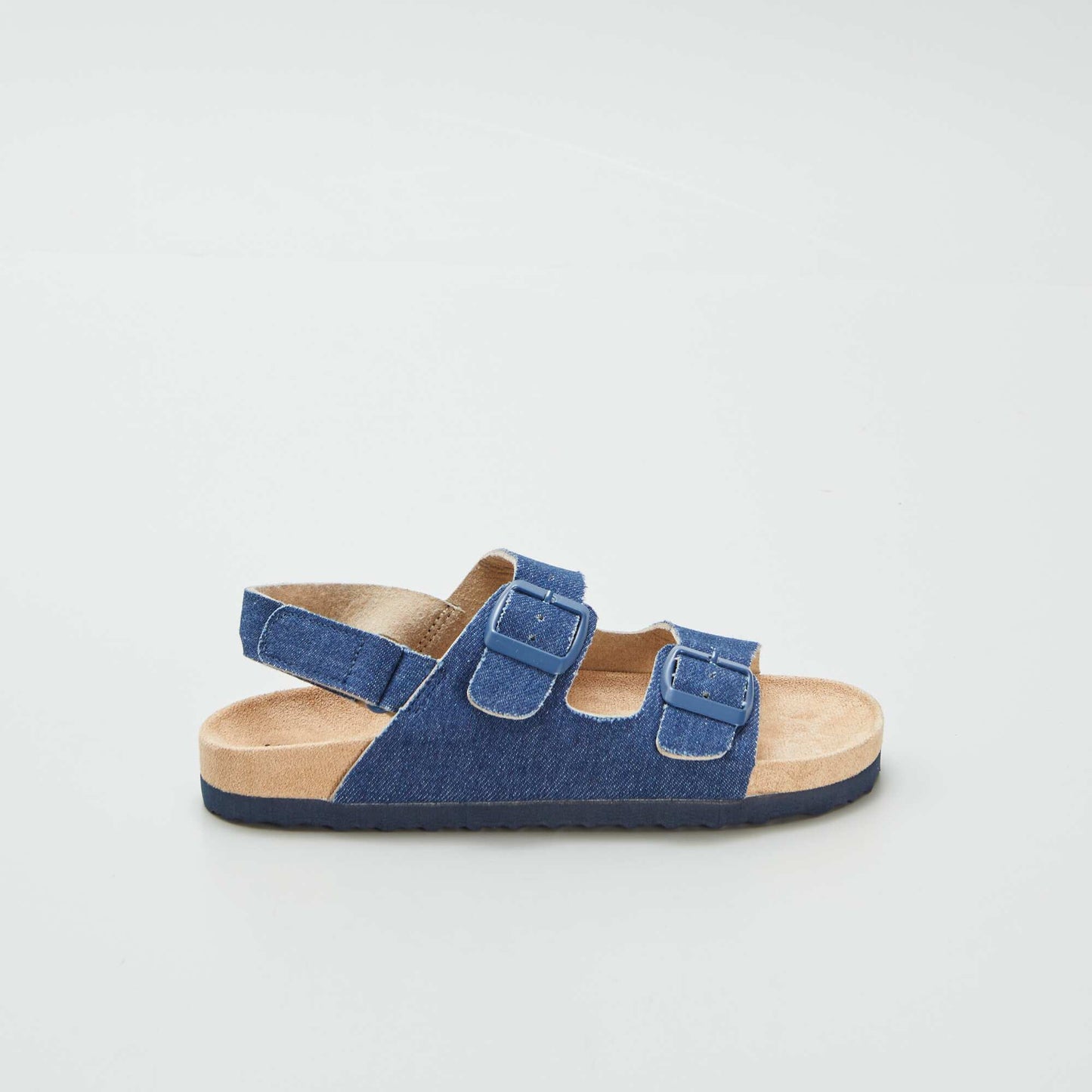 Suedette mules with hook-and-loop fastening BLUE