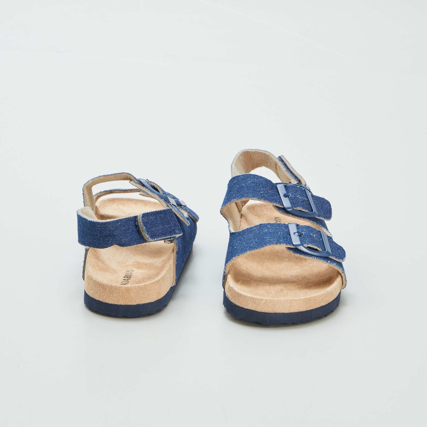 Suedette mules with hook-and-loop fastening BLUE