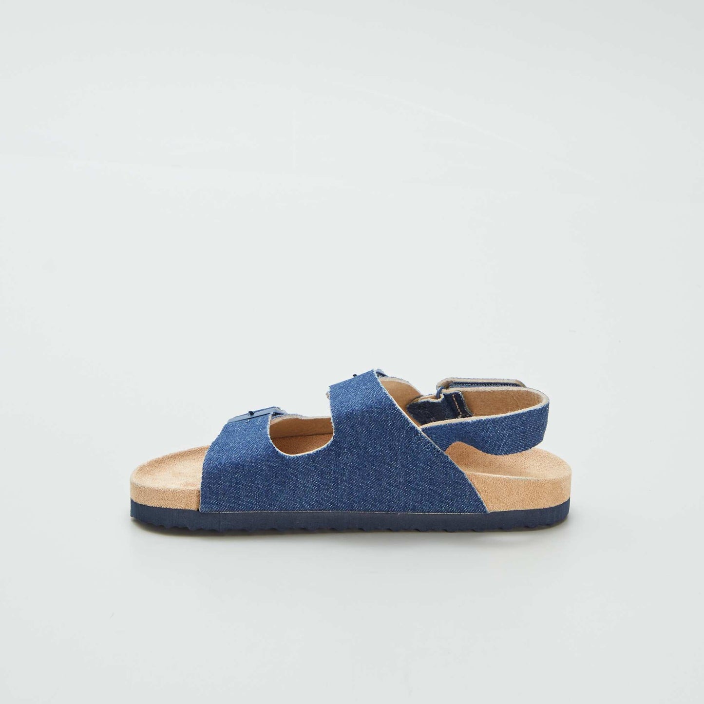 Suedette mules with hook-and-loop fastening BLUE