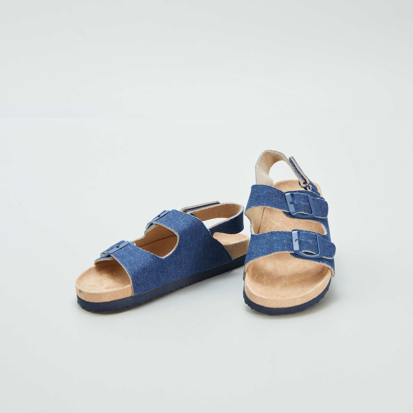 Suedette mules with hook-and-loop fastening BLUE