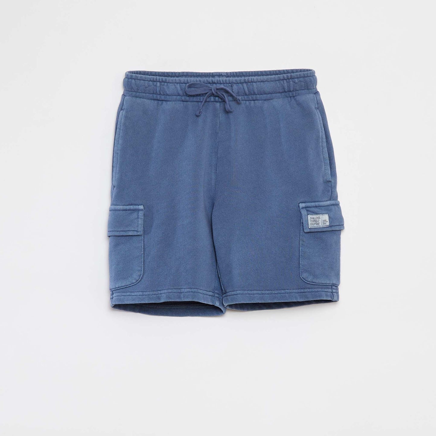 Lightweight sweatshirt fabric shorts with flap pocket BLUE