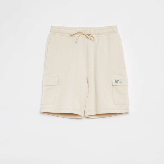 Lightweight sweatshirt fabric shorts with flap pocket WHITE