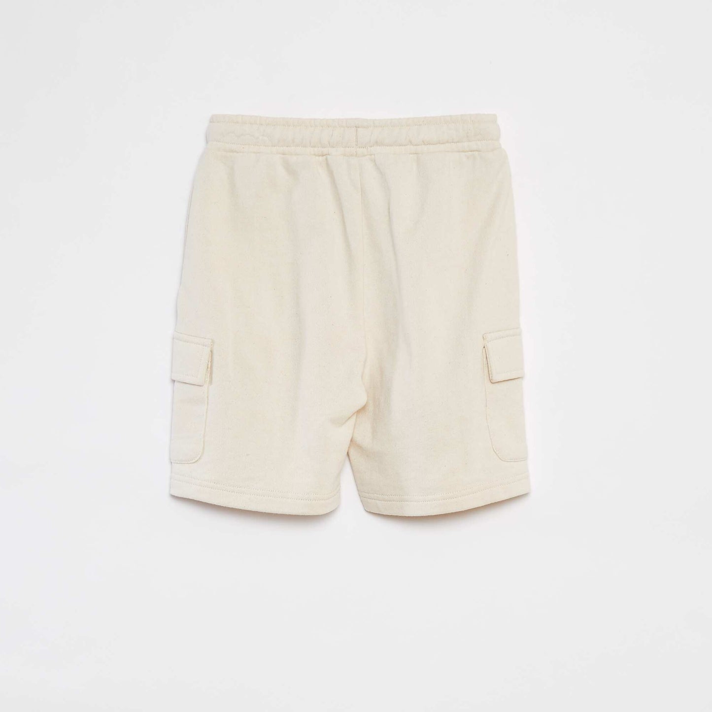 Lightweight sweatshirt fabric shorts with flap pocket WHITE