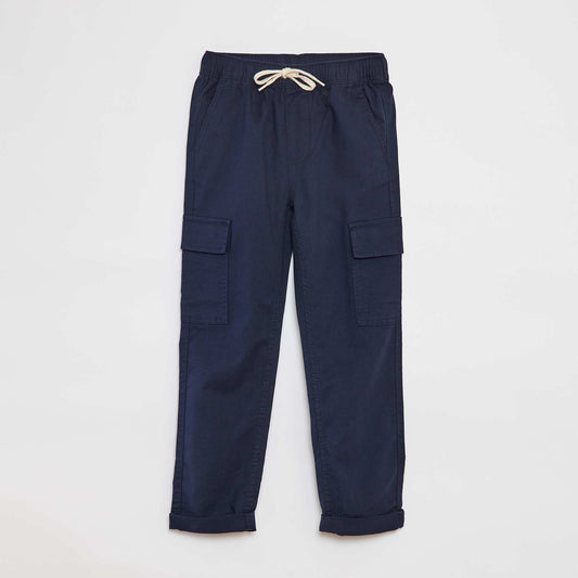 Plain multi-pocket trousers BLUE