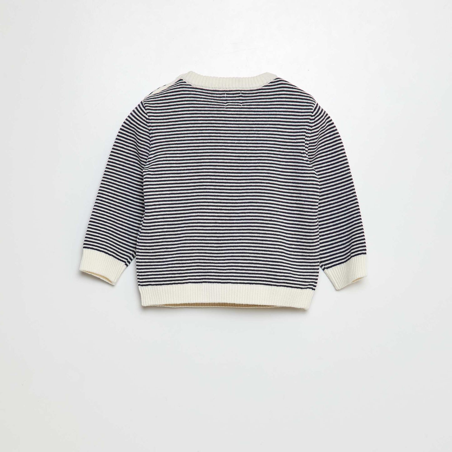 Round neck striped sweater WHITE